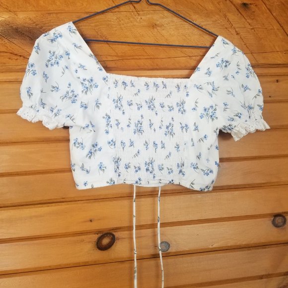 Cotton cropped floral corset top - Picture 4 of 8